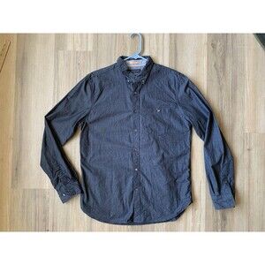 Denim & Flower Slim Fit Men’s Dress Shirt premium cotton LRG Grey LS Btn Collar